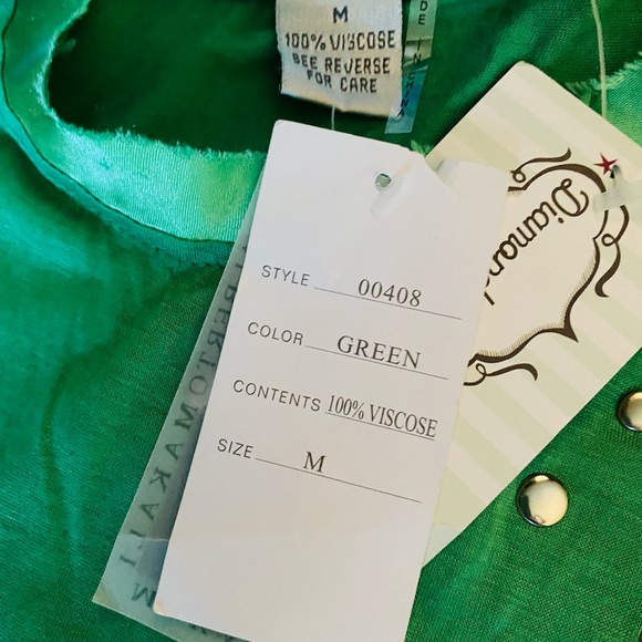 Alberto Makali emerald green distressed ribbon edge  studded tank top - Picture 5 of 9